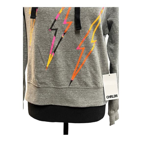 CHEERLEADER Gray Hoodie with Neon lightening bolts front NEW WITH TAGS EXTRA SM - Picture 6 of 15